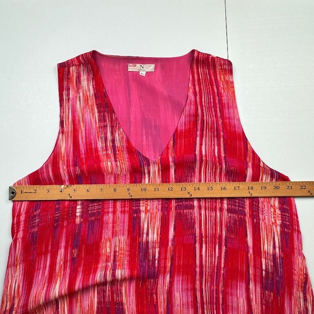 Natori Dress Women Large Pink Sleeveless V Neck Midi Flowy Resort Abstract Artsy - Picture 10 of 14